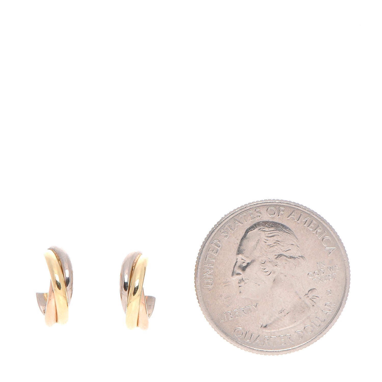 Cartier 18K Pink Yellow White Gold 13mm Trinity Hoop Earrings 2 of 8