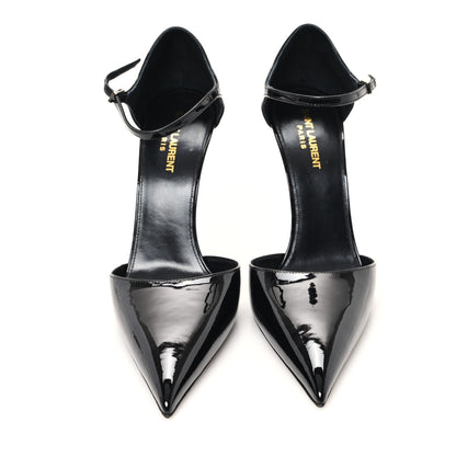 Saint Laurent Patent Avenue 110 Ankle Strap Pointed Pumps 41 Black 3 of 10