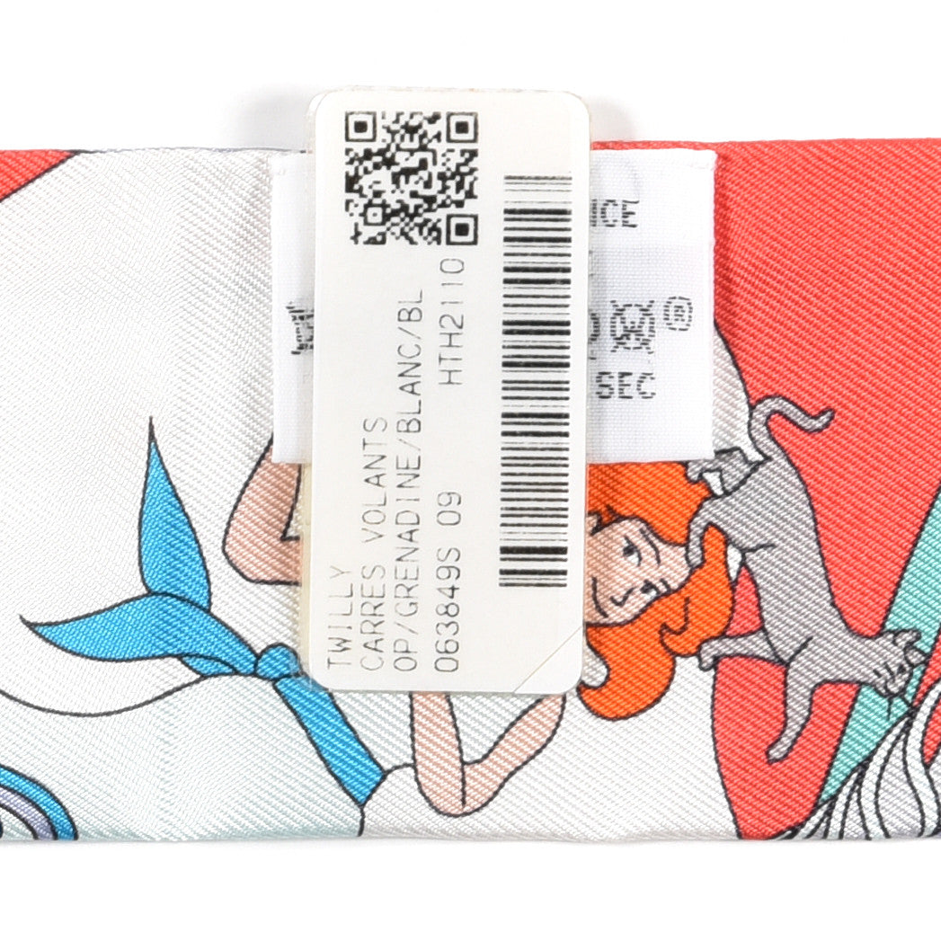 Hermes Silk Carres Volants Twilly Grenadine White Bleu 4 of 4