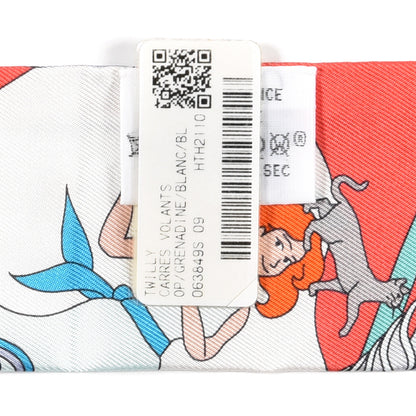 Hermes Silk Carres Volants Twilly Grenadine White Bleu 4 of 4