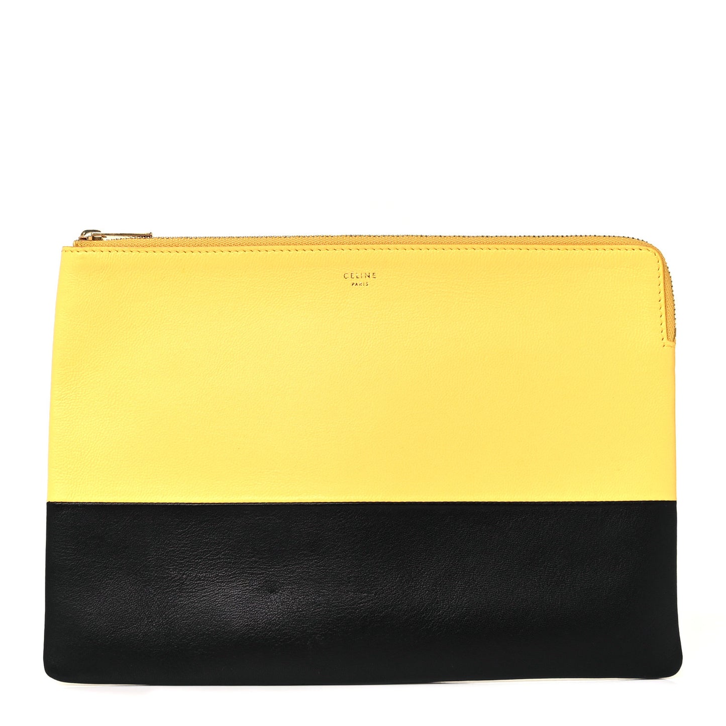 Lambskin Bi-Color Solo Clutch Pouch Sun Yellow Black