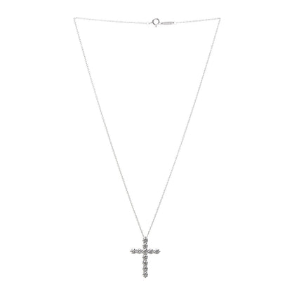 Tiffany Platinum Diamond Large Cross Pendant Necklace 3 of 8