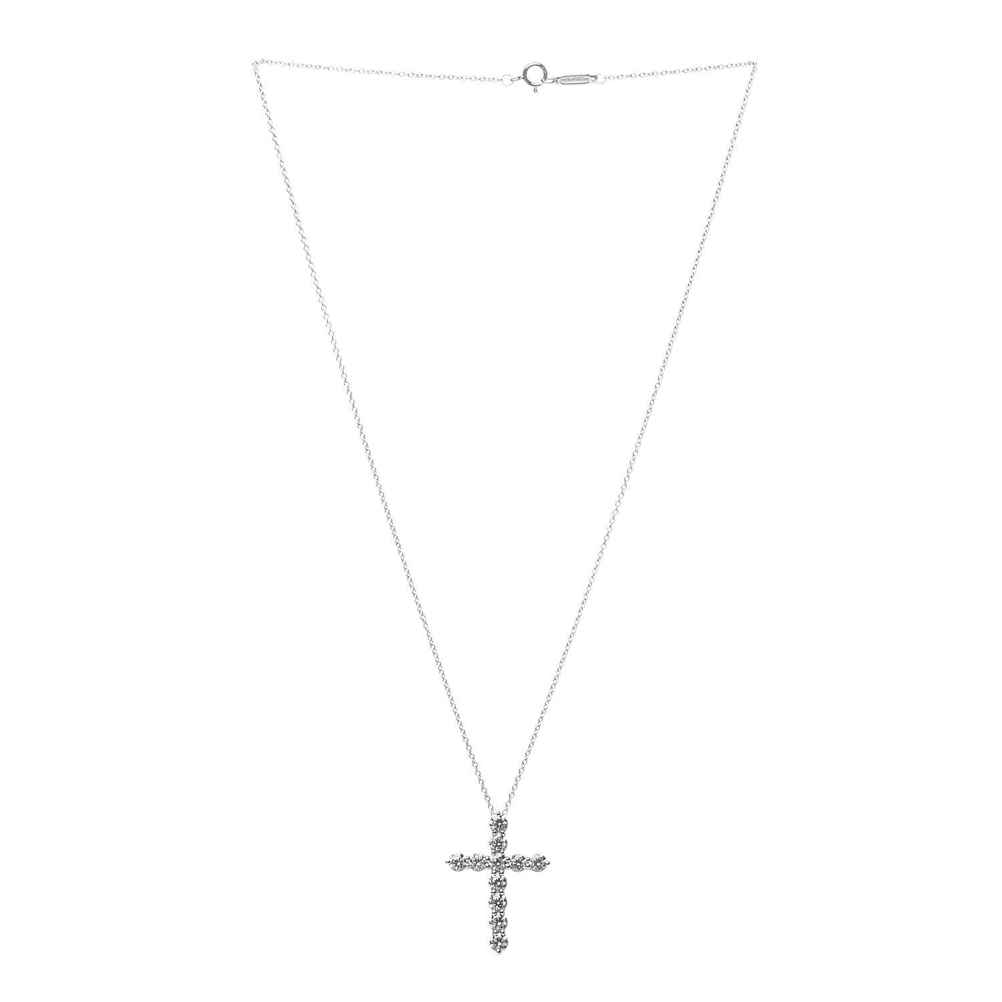 Platinum Diamond Large Cross Pendant Necklace