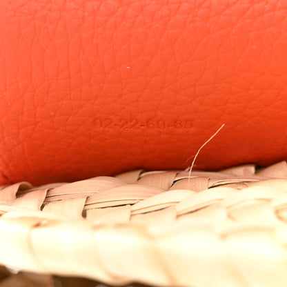Chloe Raffia Calfskin Marcie Basket Small Marcie Round Crossbody Bag Orange Fizz 7 of 13