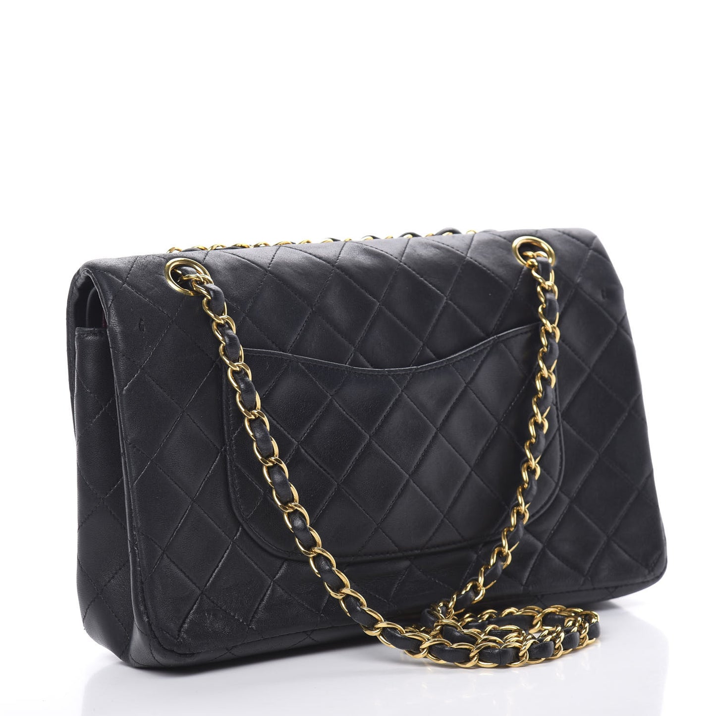 Lambskin Quilted Medium Double Flap Navy