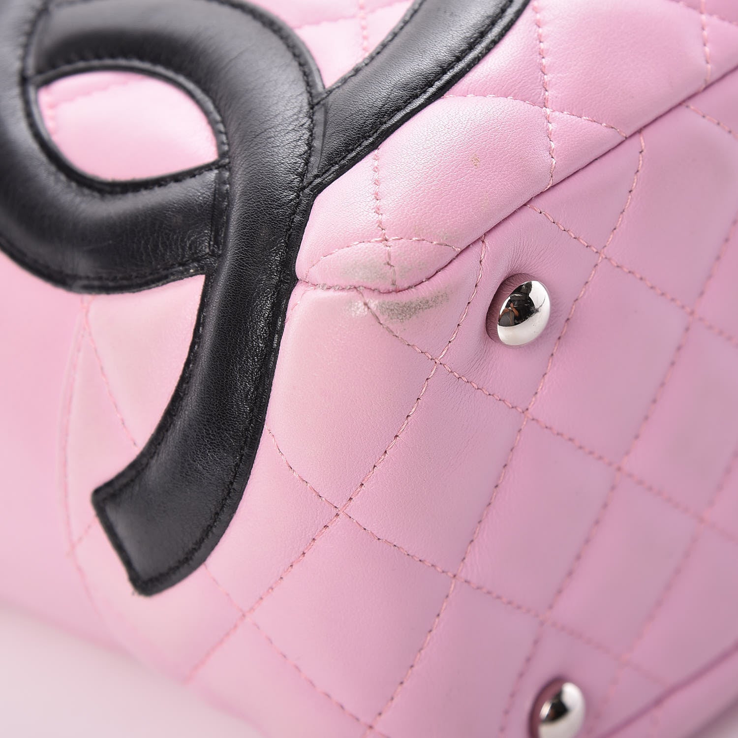 Chanel Calfskin Quilted Large Cambon Bowler Pink Black 8 of 11