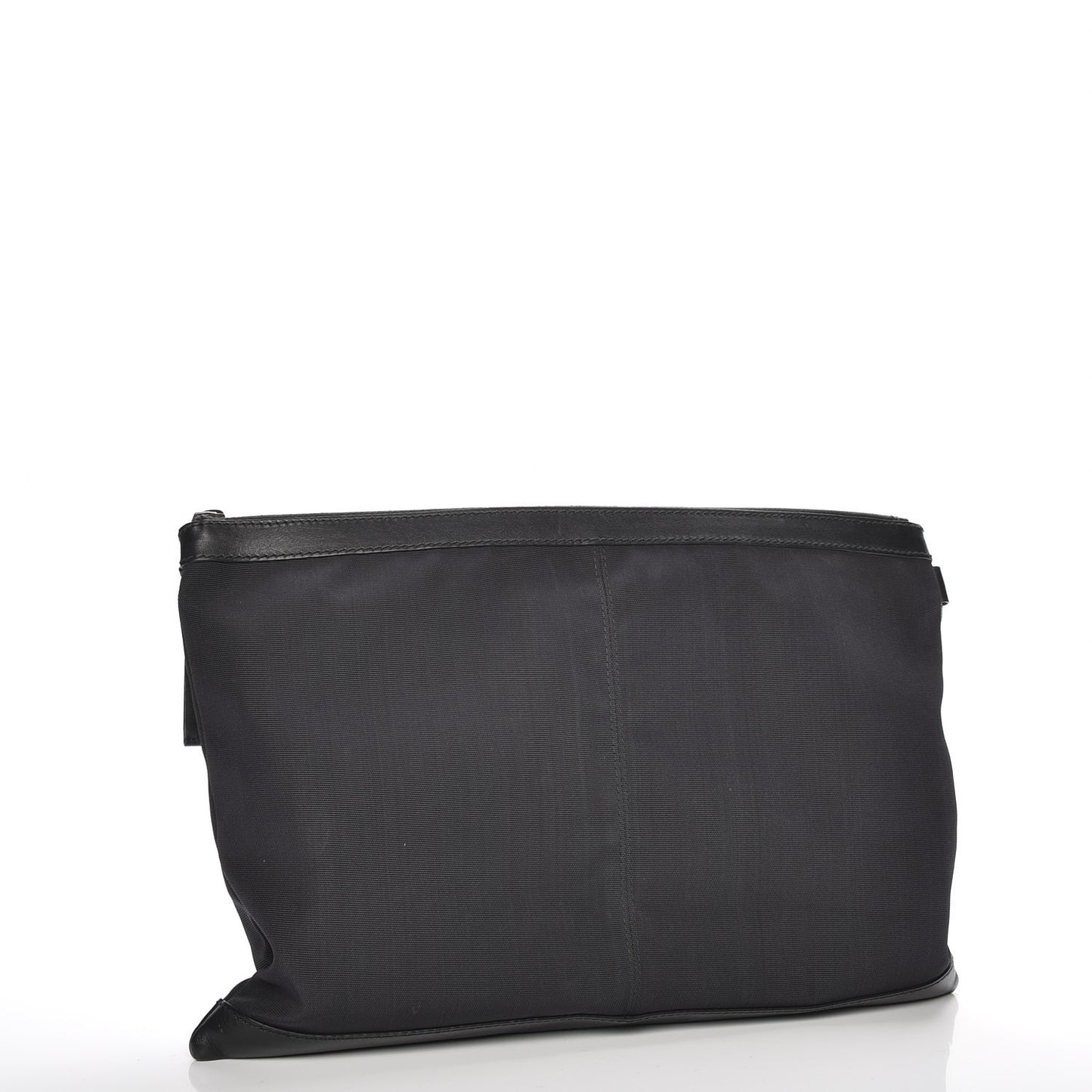 Nylon Calfskin Classic Hardware Clip Clutch Black