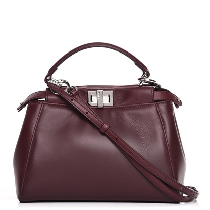 Fendi Nappa Mini Peekaboo Iconic Satchel Bordeaux 1 of 10