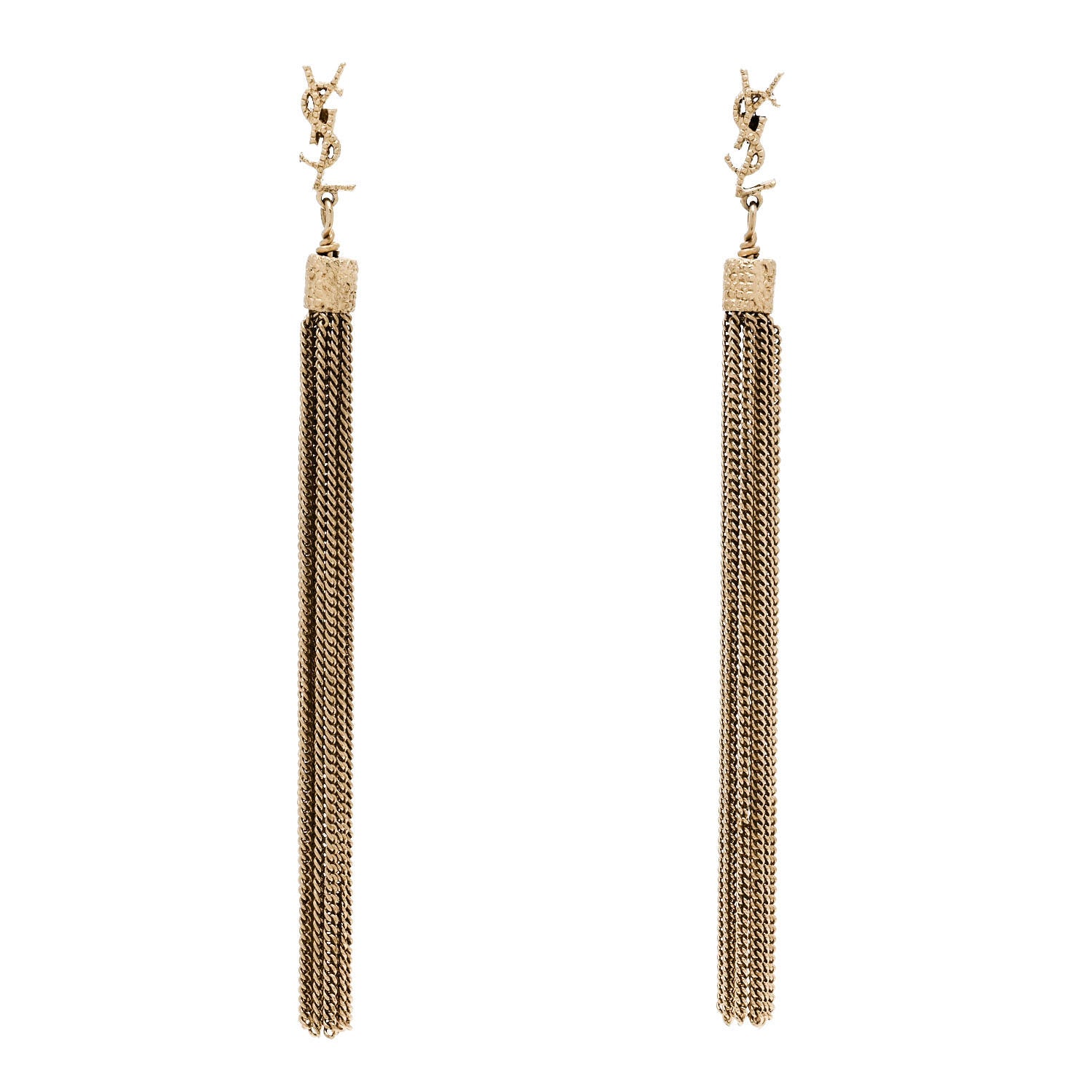 Saint Laurent Metal Monogram Loulou Tassel Earrings Gold 1 of 4