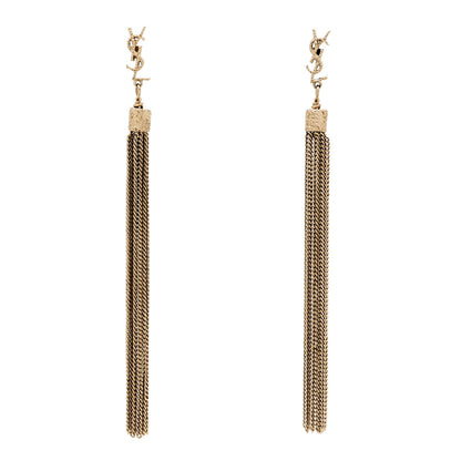 Saint Laurent Metal Monogram Loulou Tassel Earrings Gold 1 of 4
