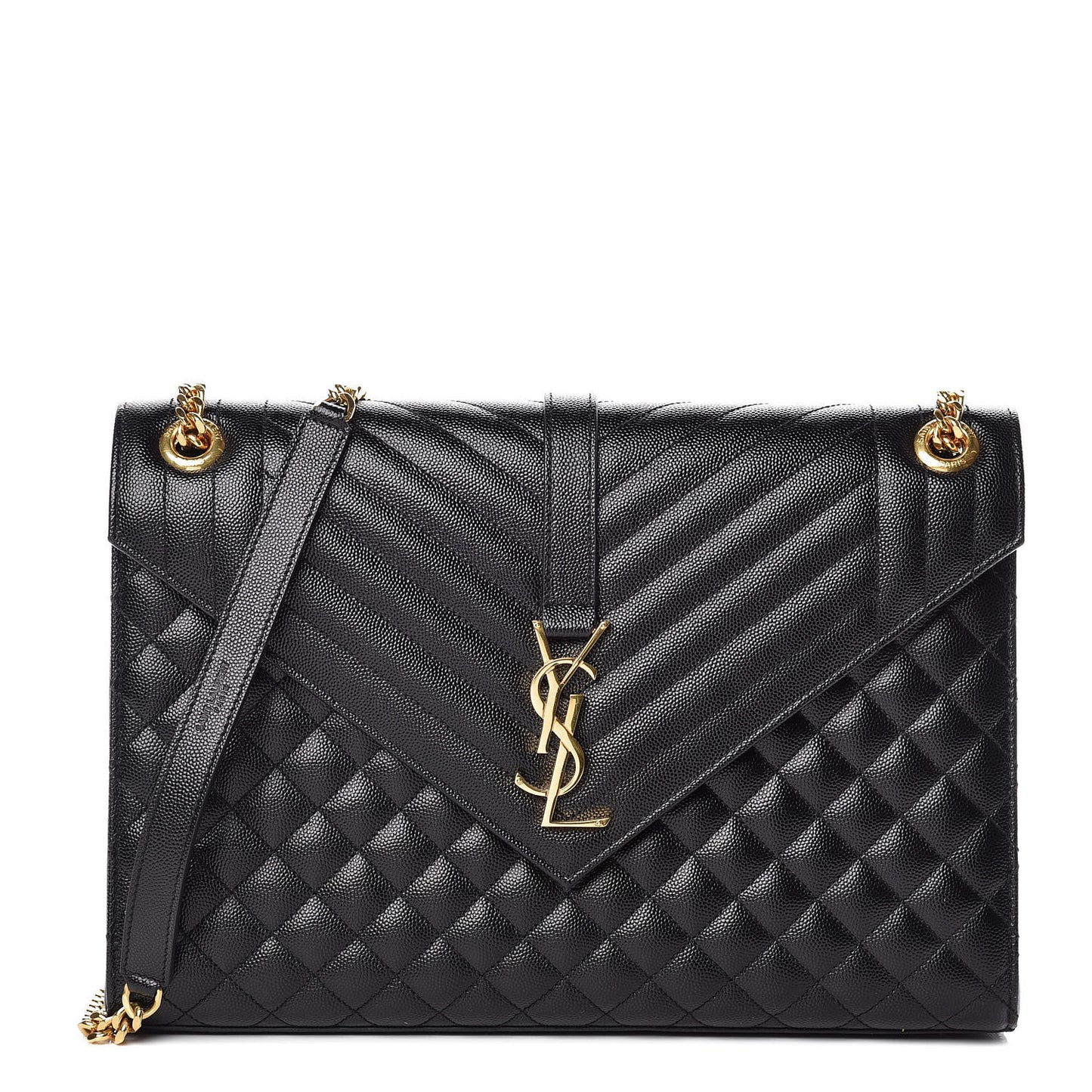 Grain De Poudre Textured Mixed Matelasse Large Triquilt Monogram Satchel Black