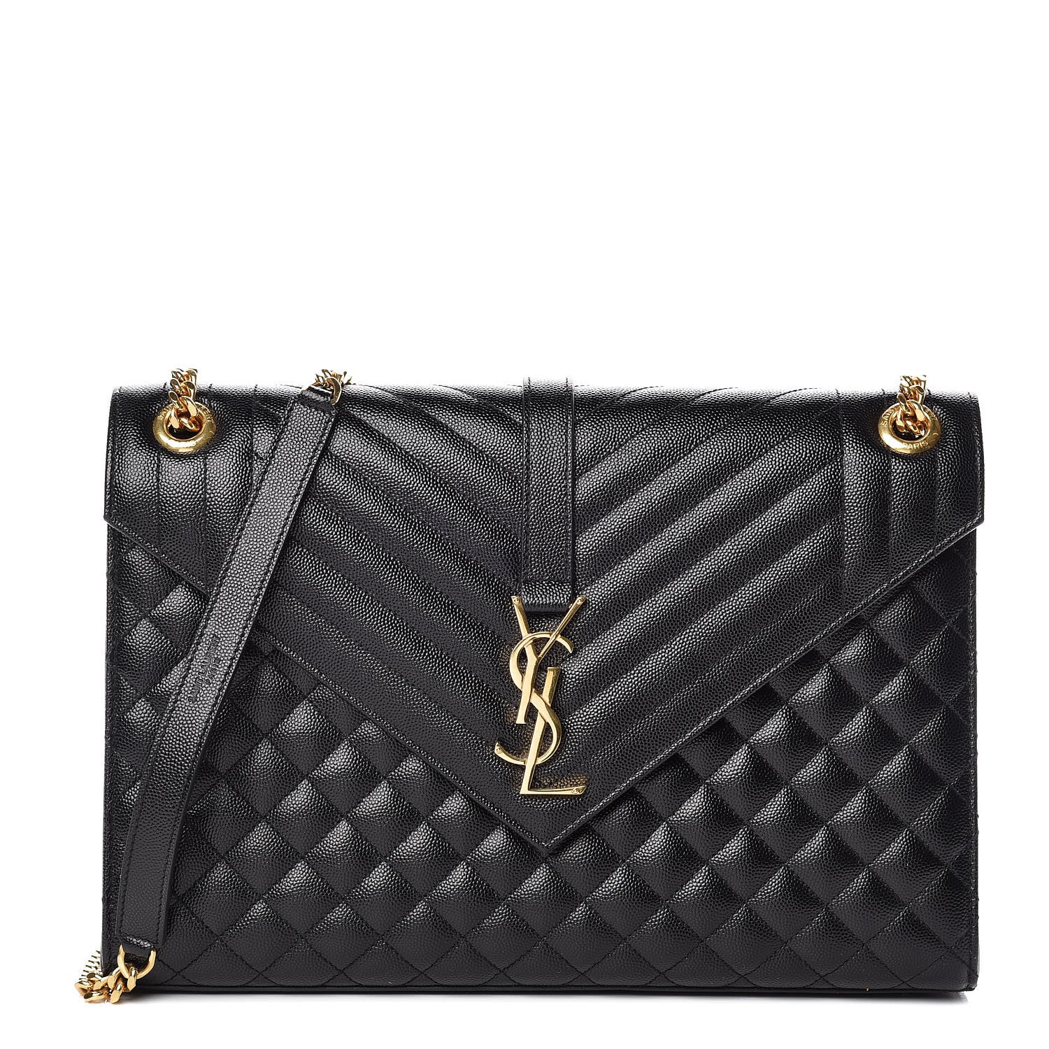 Saint Laurent Grain De Poudre Textured Mixed Matelasse Large Triquilt Monogram Satchel Black 1 of 10