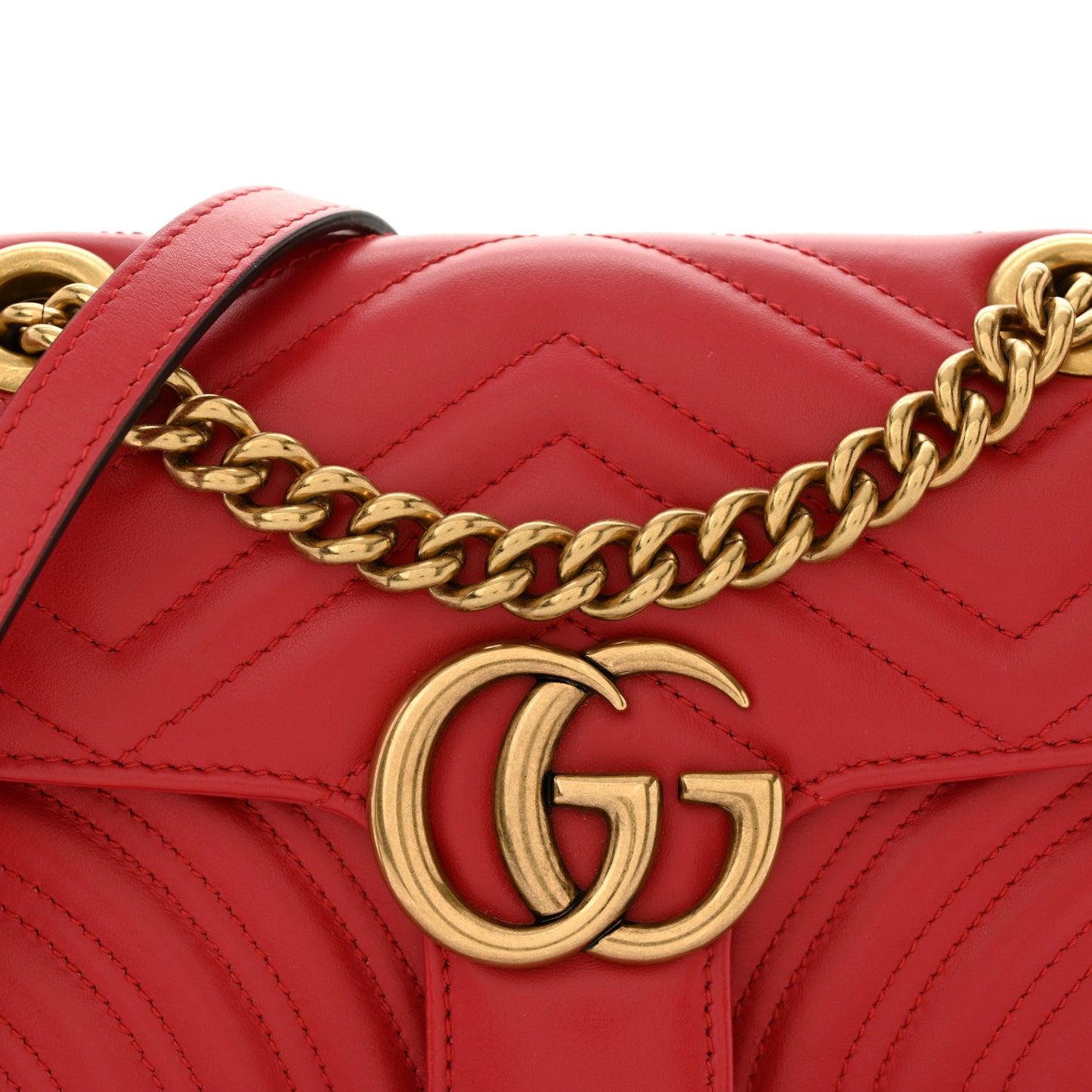 Calfskin Matelasse Mini GG Marmont Shoulder Bag Hibiscus Red
