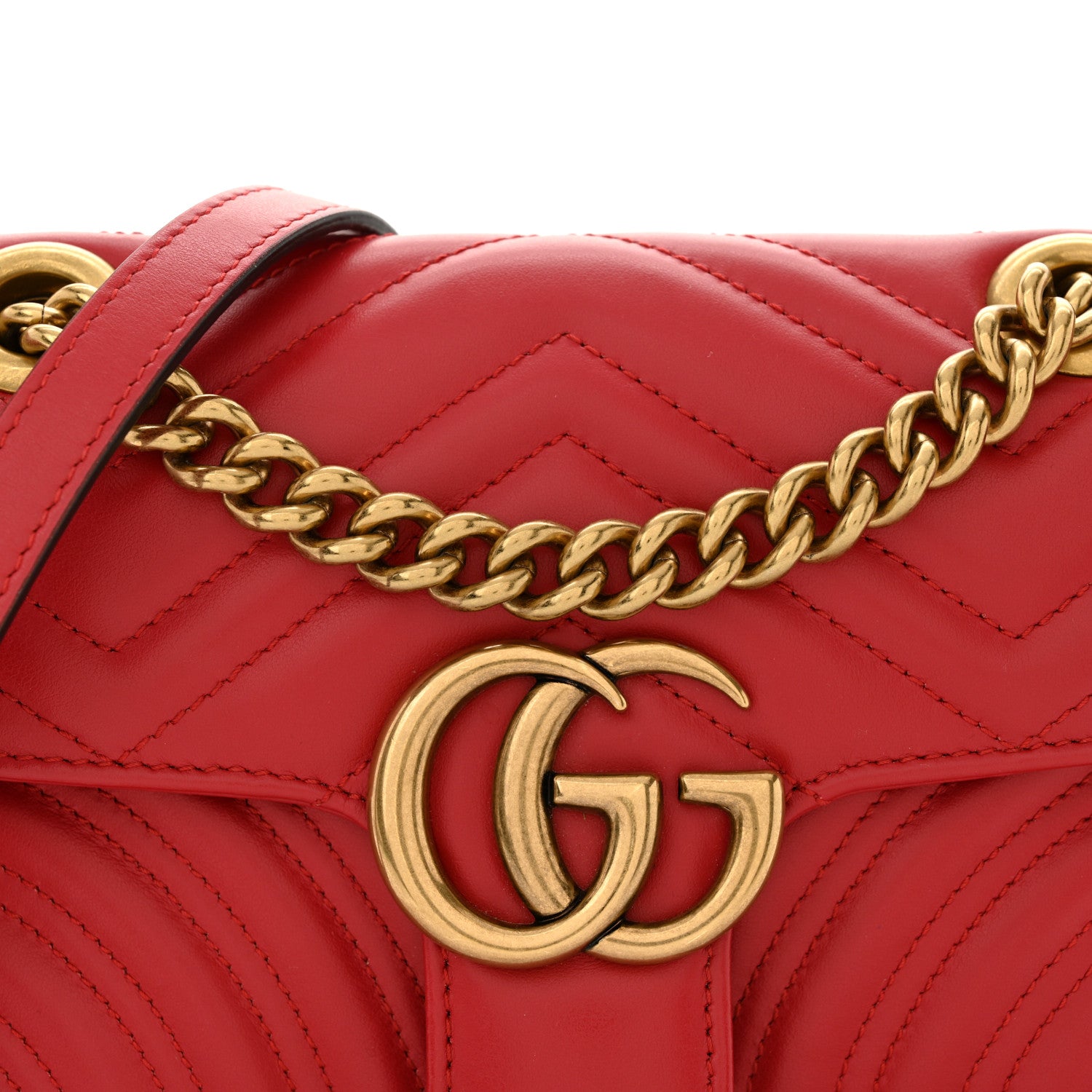 Gucci Calfskin Matelasse Mini GG Marmont Shoulder Bag Hibiscus Red 8 of 12
