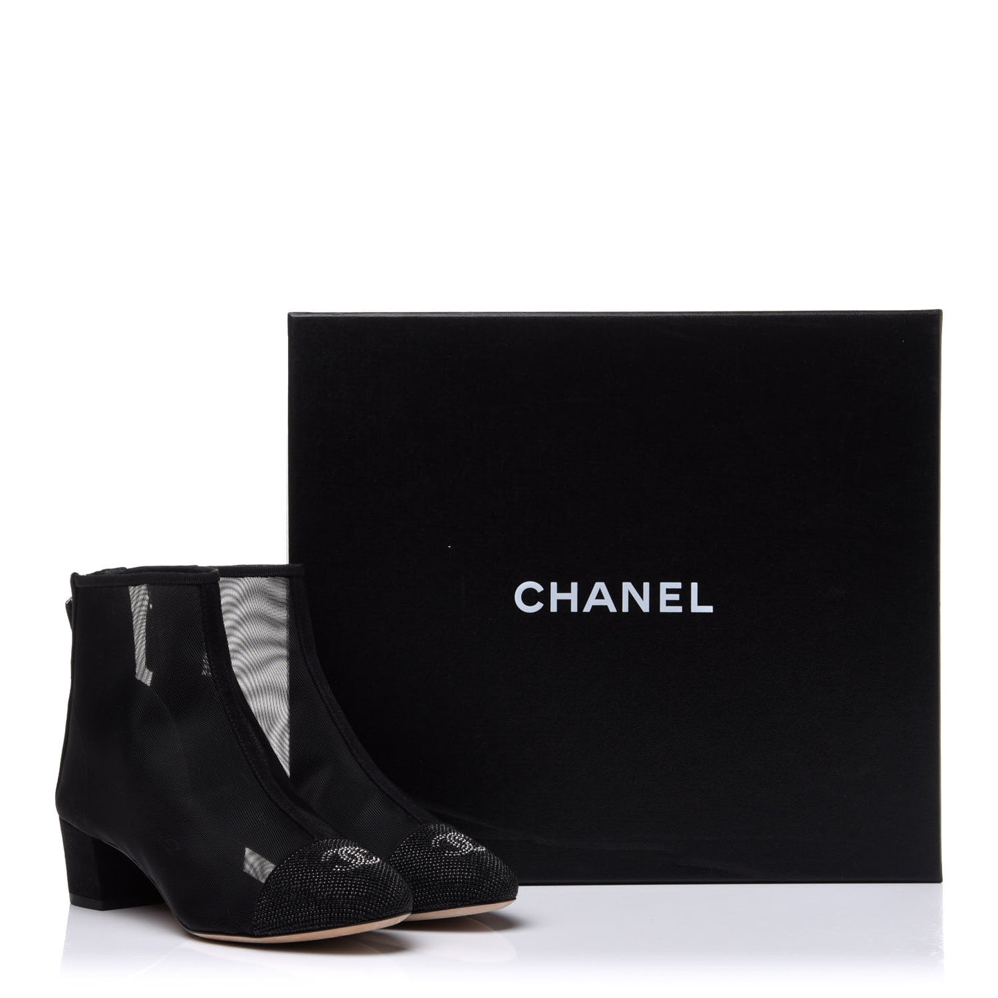 Mesh Suede Cap Toe Embellished Short Boots 37 Black
