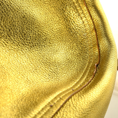 Jimmy Choo Metallic Nappa Suede Stevie Reversible Tote Saffron Caramel 12 of 17