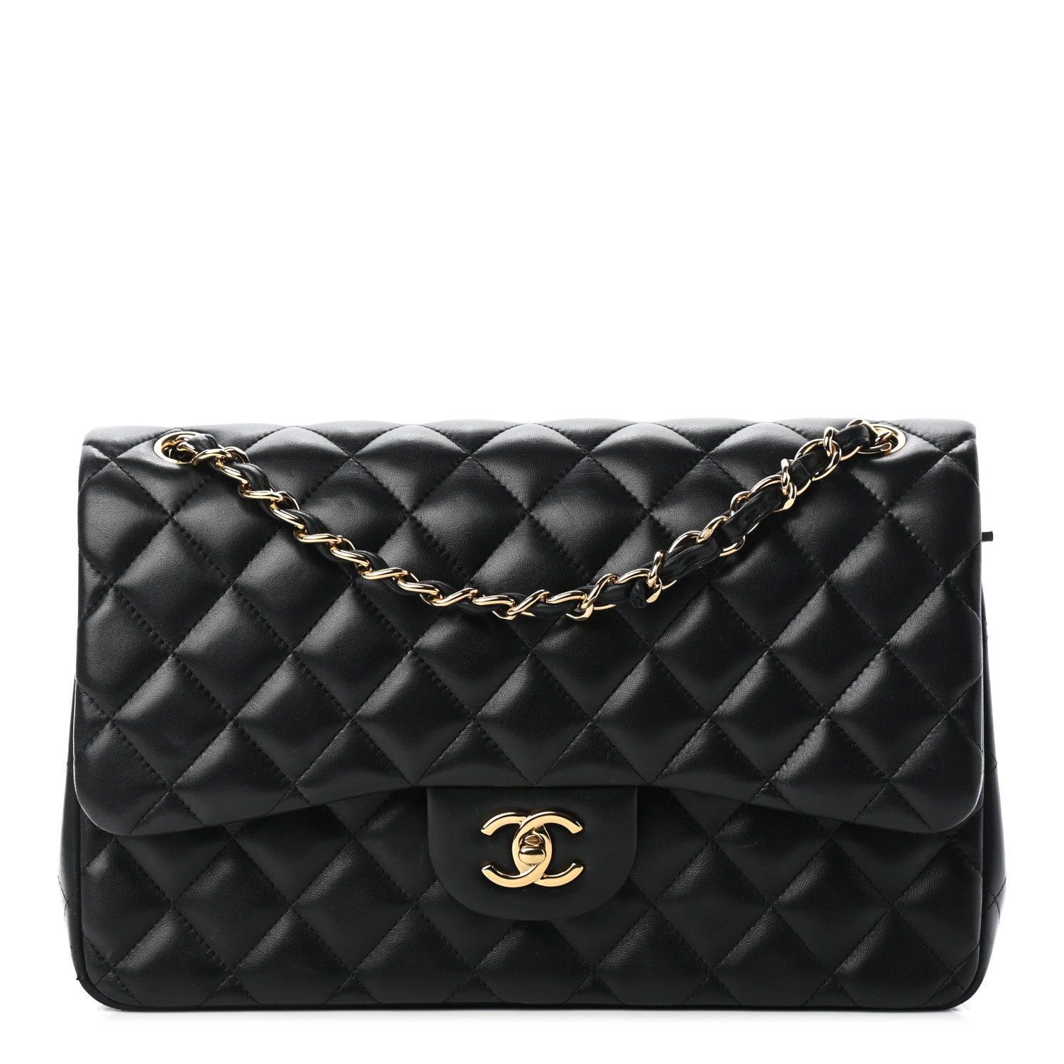 Chanel Lambskin Quilted Jumbo Double Flap Black 1 of 10