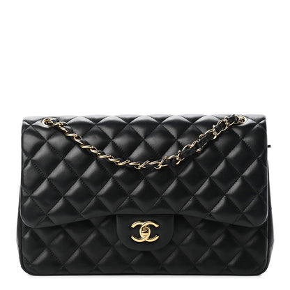 Chanel Lambskin Quilted Jumbo Double Flap Black 1 of 10