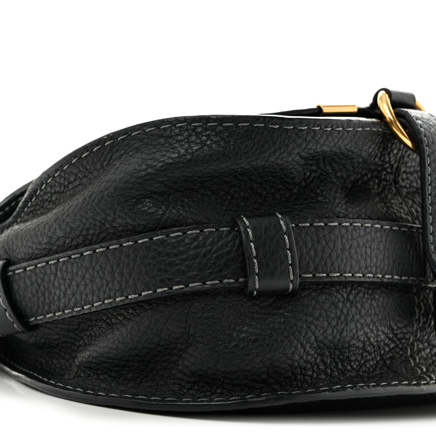 Grained Calfskin Small Marcie Saddle Bag Black