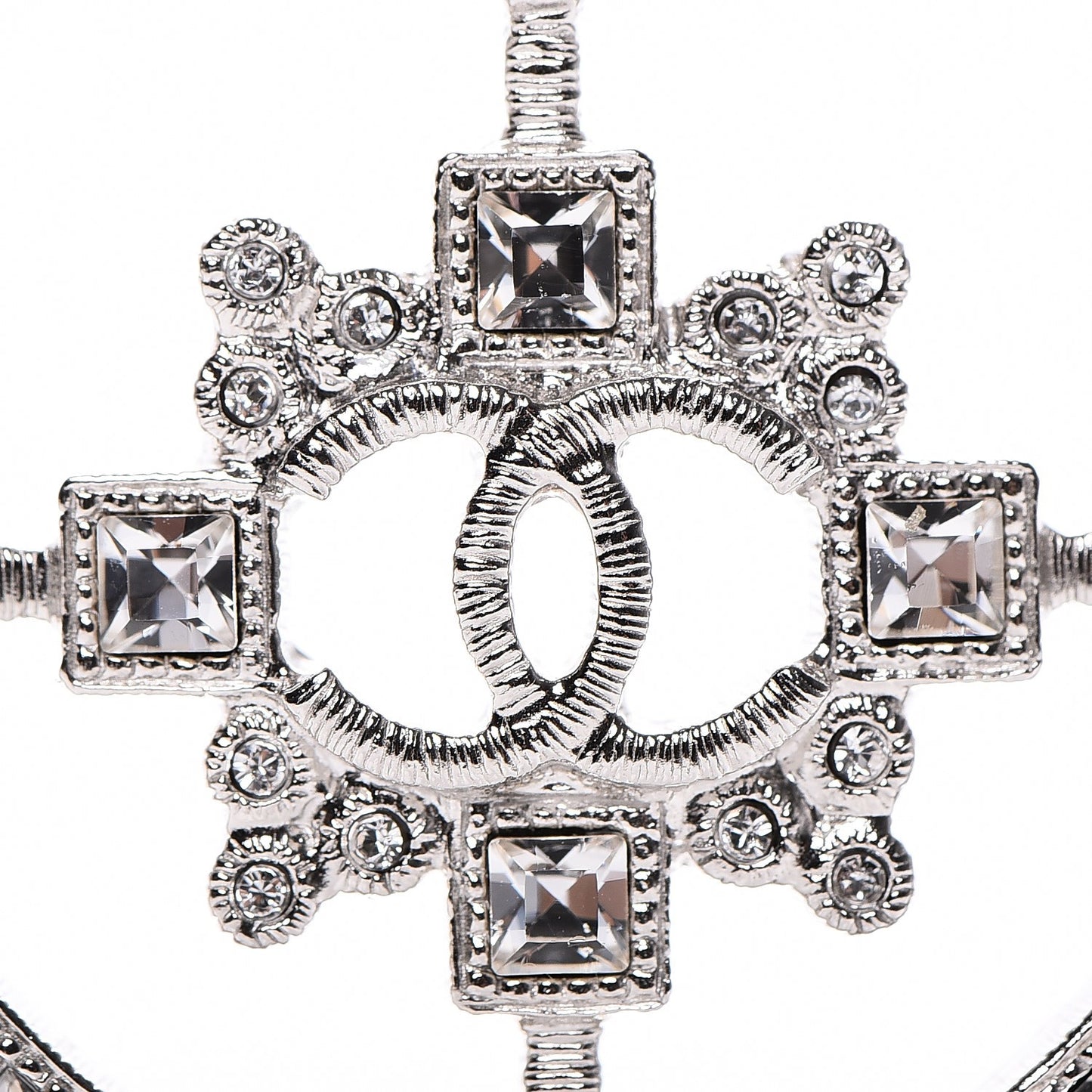 Swarovski Baguette Crystal CC Shield Brooch Silver