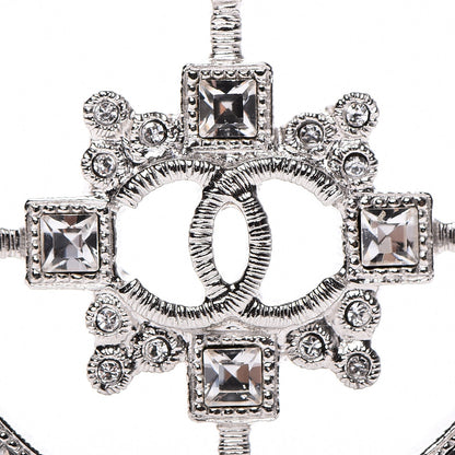 Chanel Swarovski Baguette Crystal CC Shield Brooch Silver 3 of 5