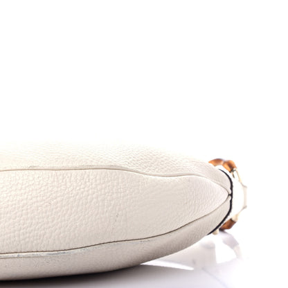 Gucci Pebbled Calfskin Bamboo Ring Hobo Ivory 9 of 11