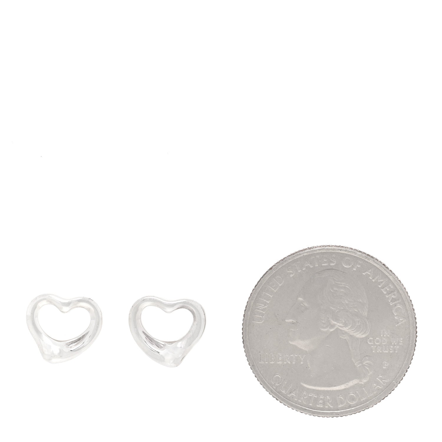 Tiffany Sterling Silver 11mm Elsa Peretti Open Heart Earrings 2 of 5