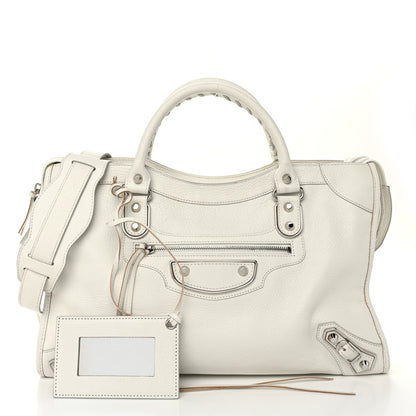 Balenciaga Chevre Silver Metallic Edge Hardware City White 3 of 10