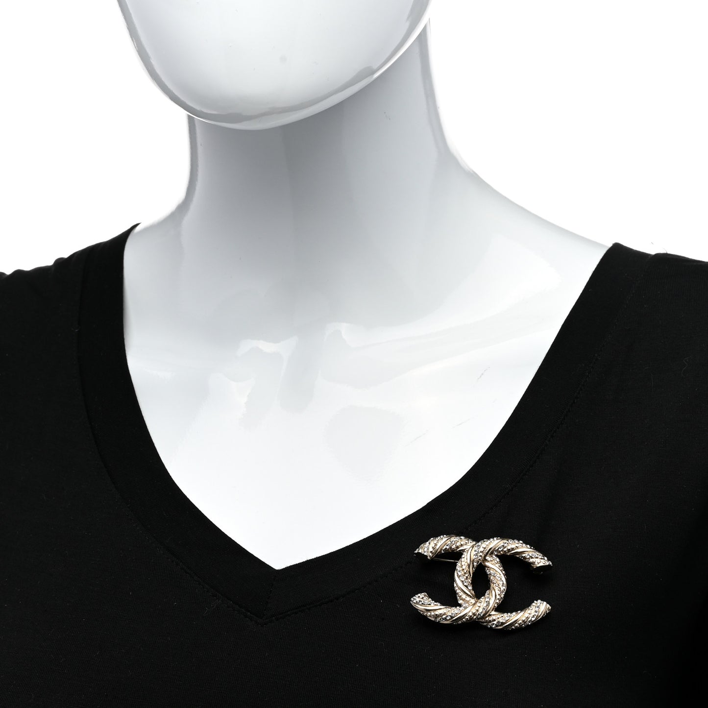 Crystal Twisted CC Brooch Light Gold
