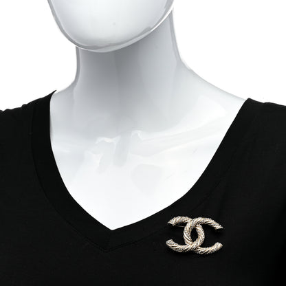 Chanel Crystal Twisted CC Brooch Light Gold 2 of 5