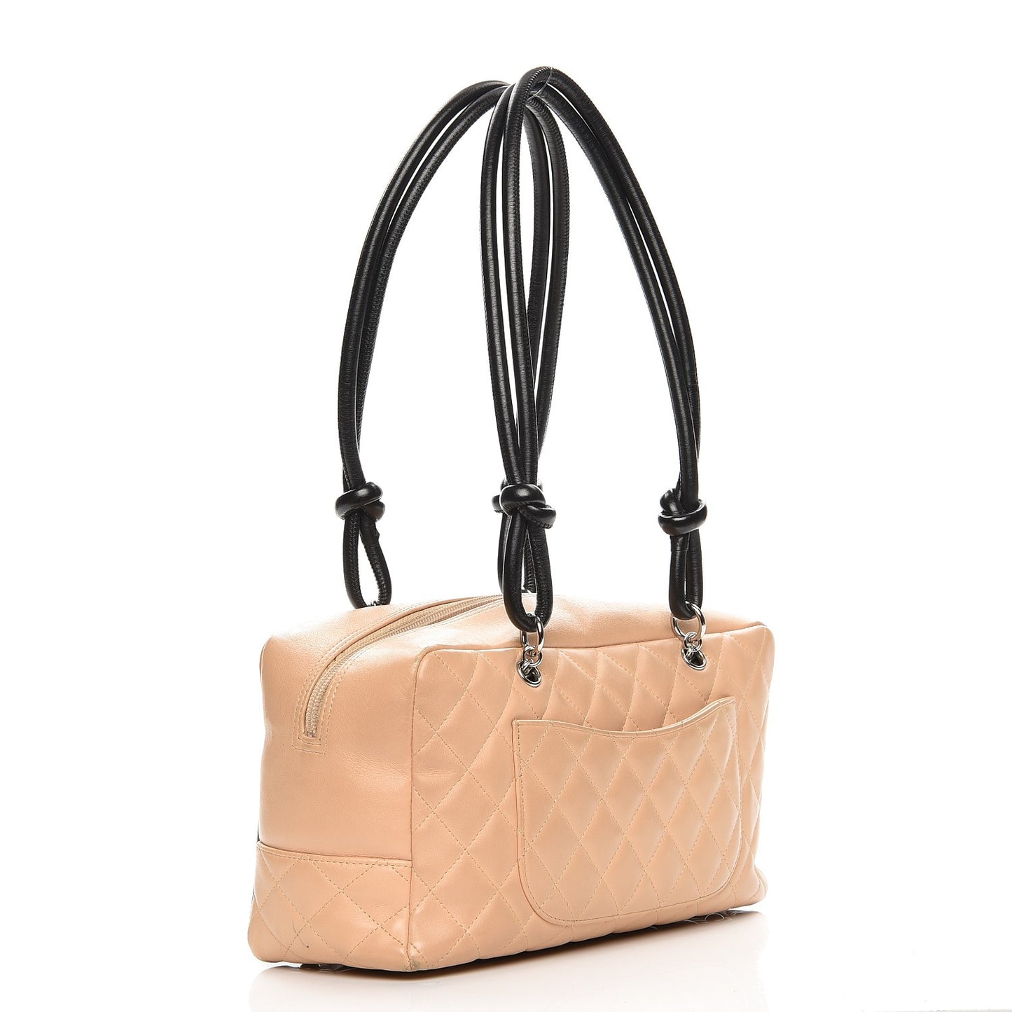 Calfskin Quilted Large Cambon Bowler Beige Black