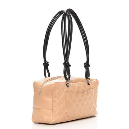 Chanel Calfskin Quilted Large Cambon Bowler Beige Black 3 of 17