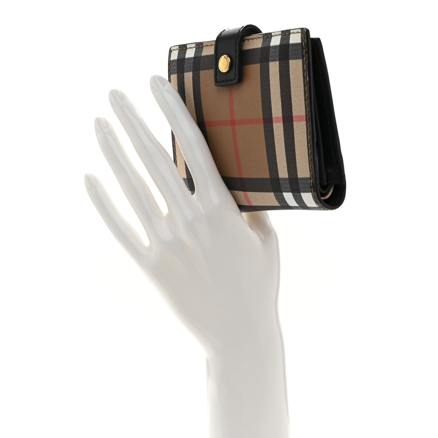 Coated Canvas Vintage Check Coin Purse Wallet  Black