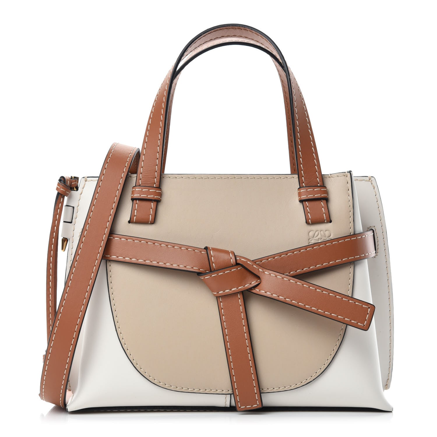 Loewe Natural Calfskin Mini Gate Tote Light Oat Soft White 1 of 12
