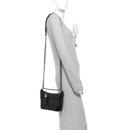 Chanel Aged Calfskin Quilted Small Gabrielle Hobo Black 2 of 11