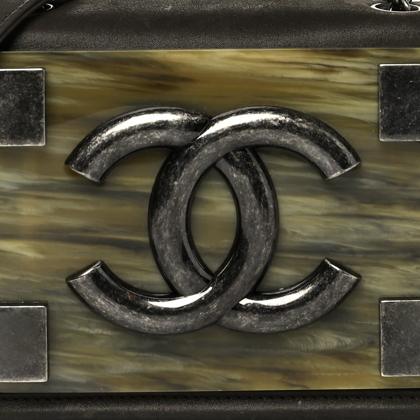 Iridescent Calfskin Marble Plexiglass Boy Brick Flap Dark Khaki