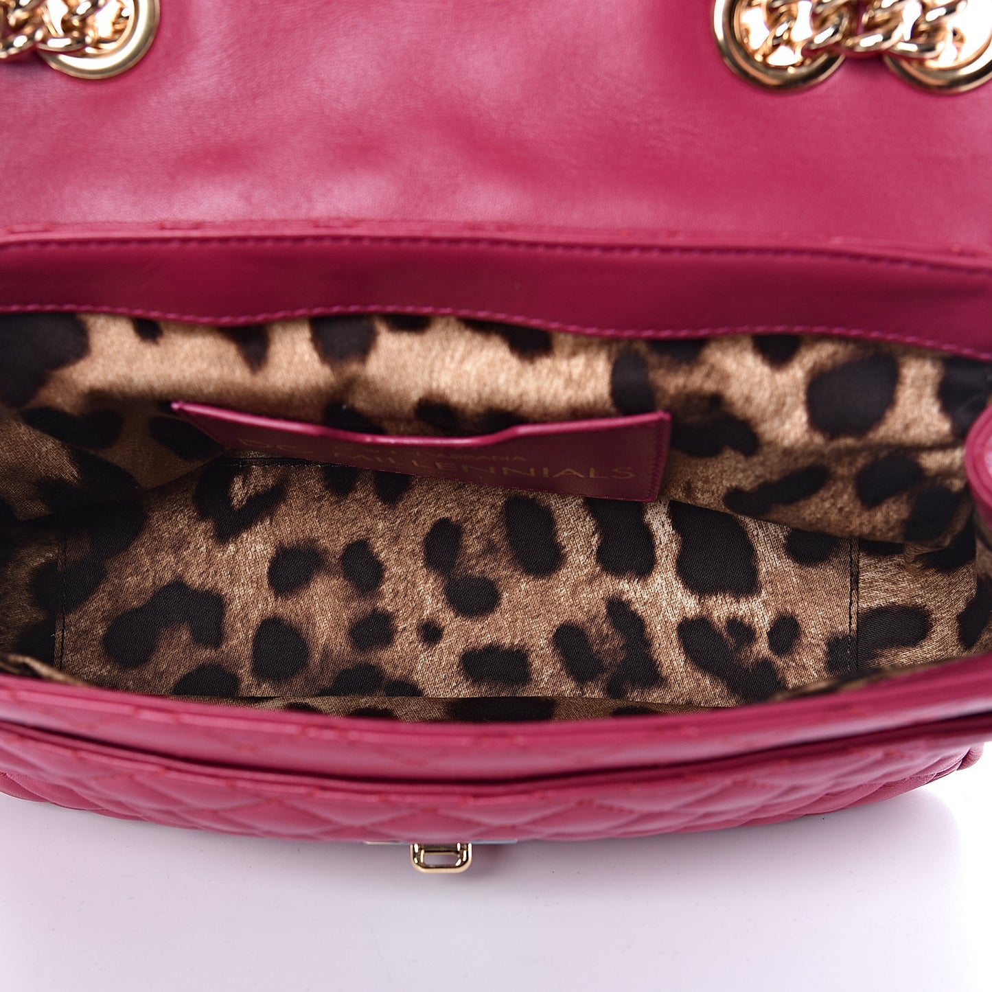 Lambskin Quilted Crystal Embellished Millennial Rectangular Shoulder Bag Fuchsia