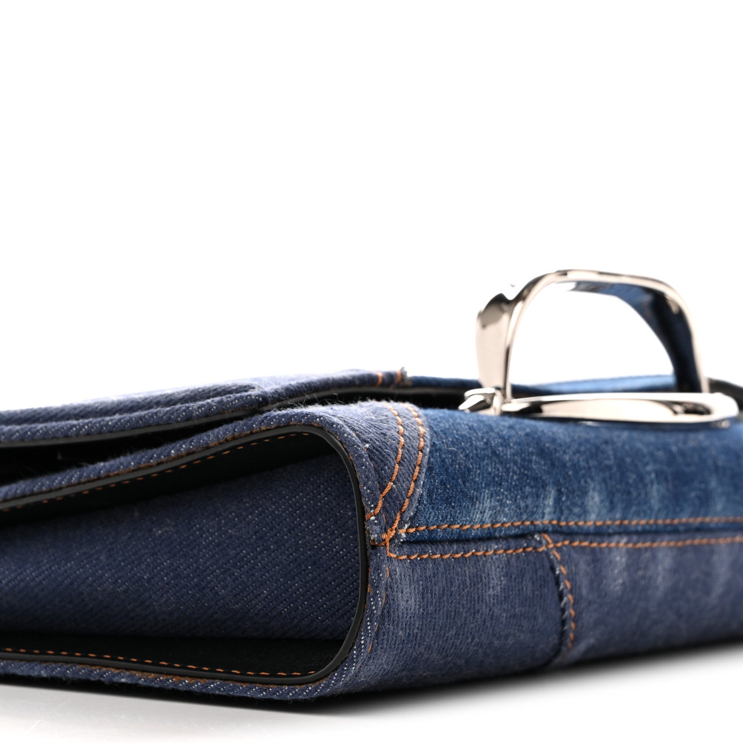 Alexander McQueen Denim Calfskin The Story Shoulder Bag Blue