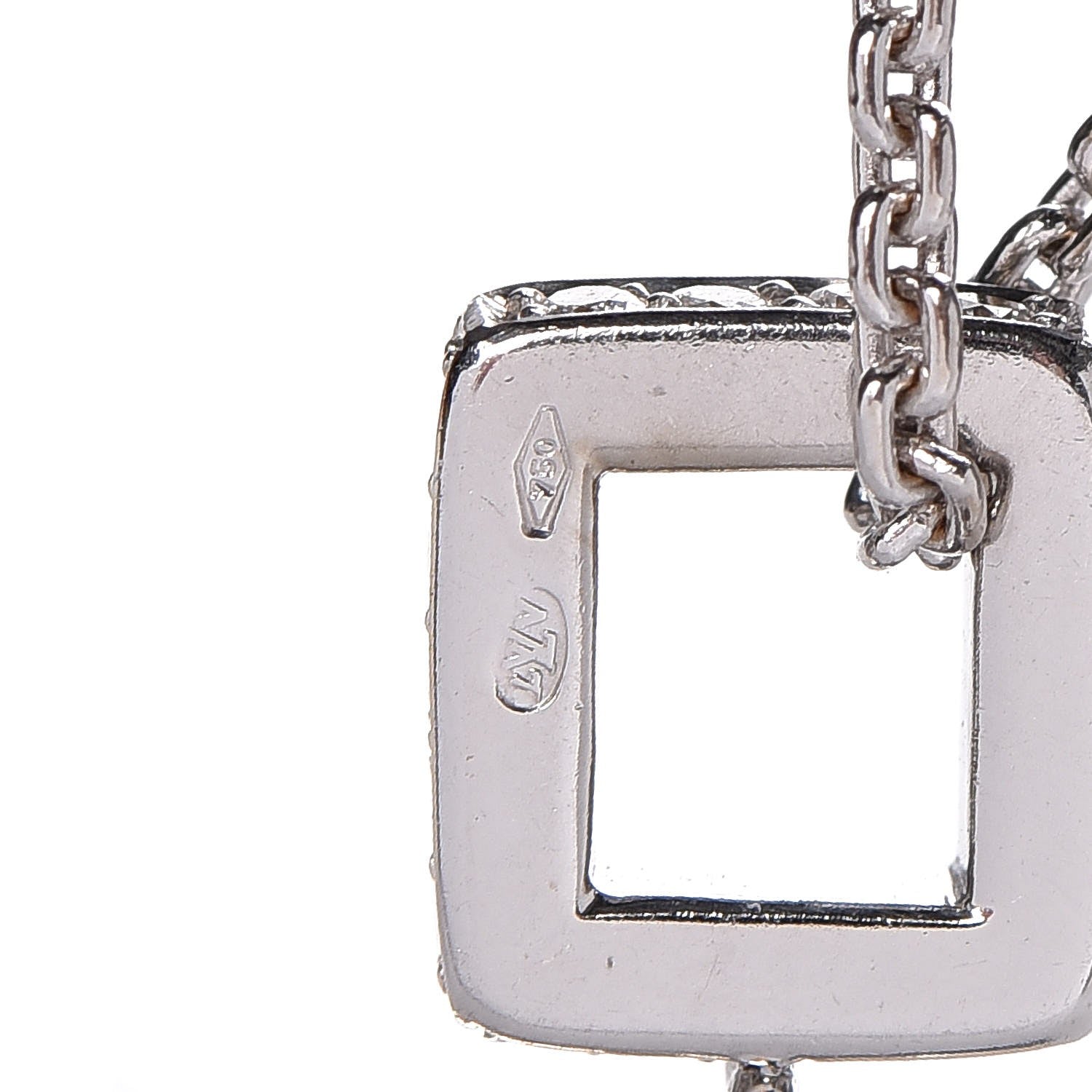 Louis Vuitton 18K White Gold Diamond Logo Necklace 8 of 8