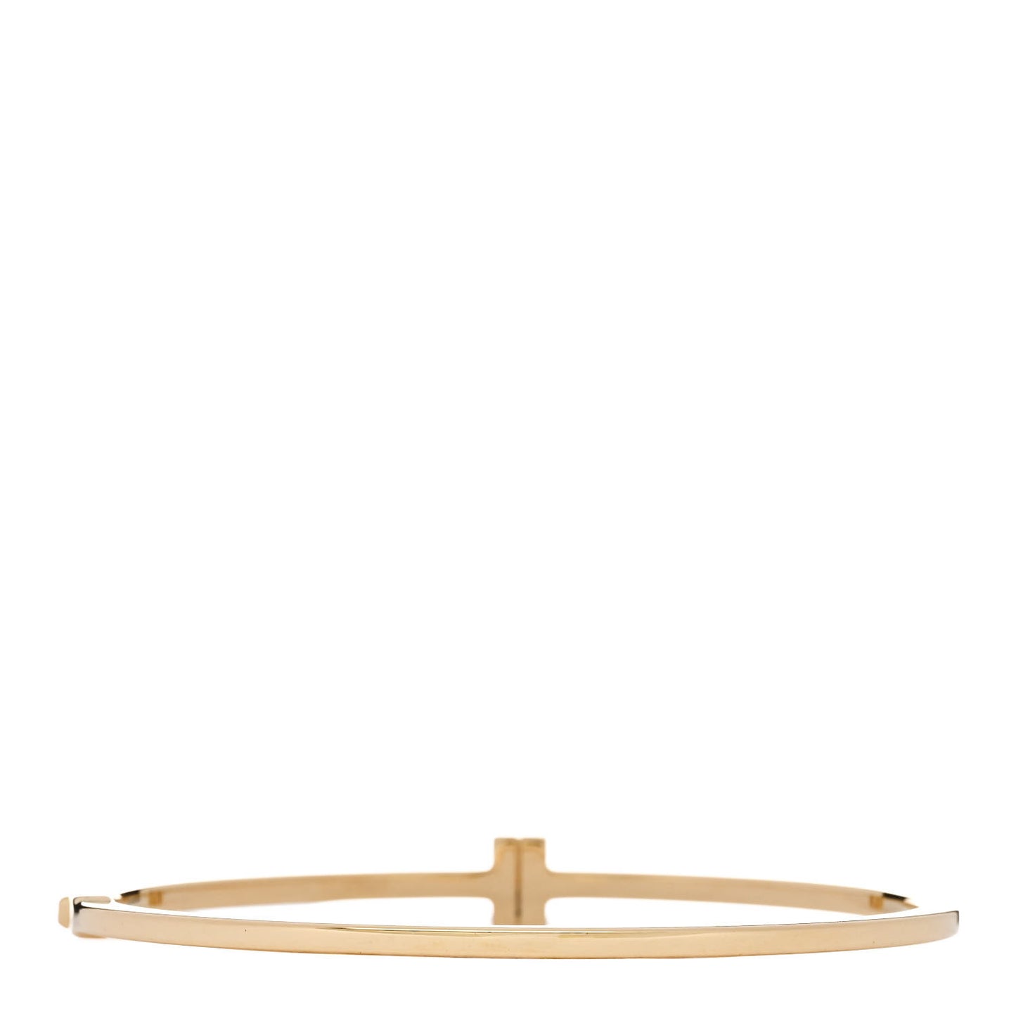 18K Yellow Gold Diamond T Hinged Wire Bangle Bracelet