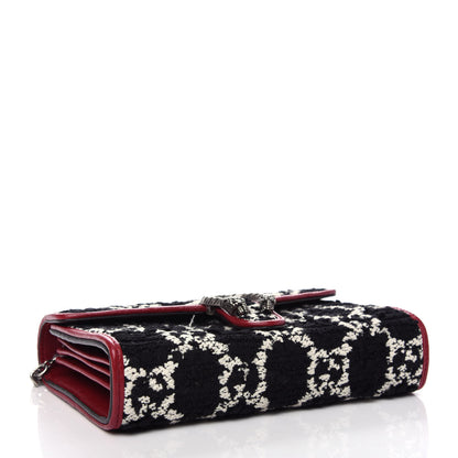 Gucci Tweed GG Monogram Mini Dionysus Chain Wallet Black White Romantic Cherry 4 of 10