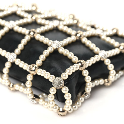 Chanel Lambskin Pearl Frame Shoulder Bag Black 10 of 10