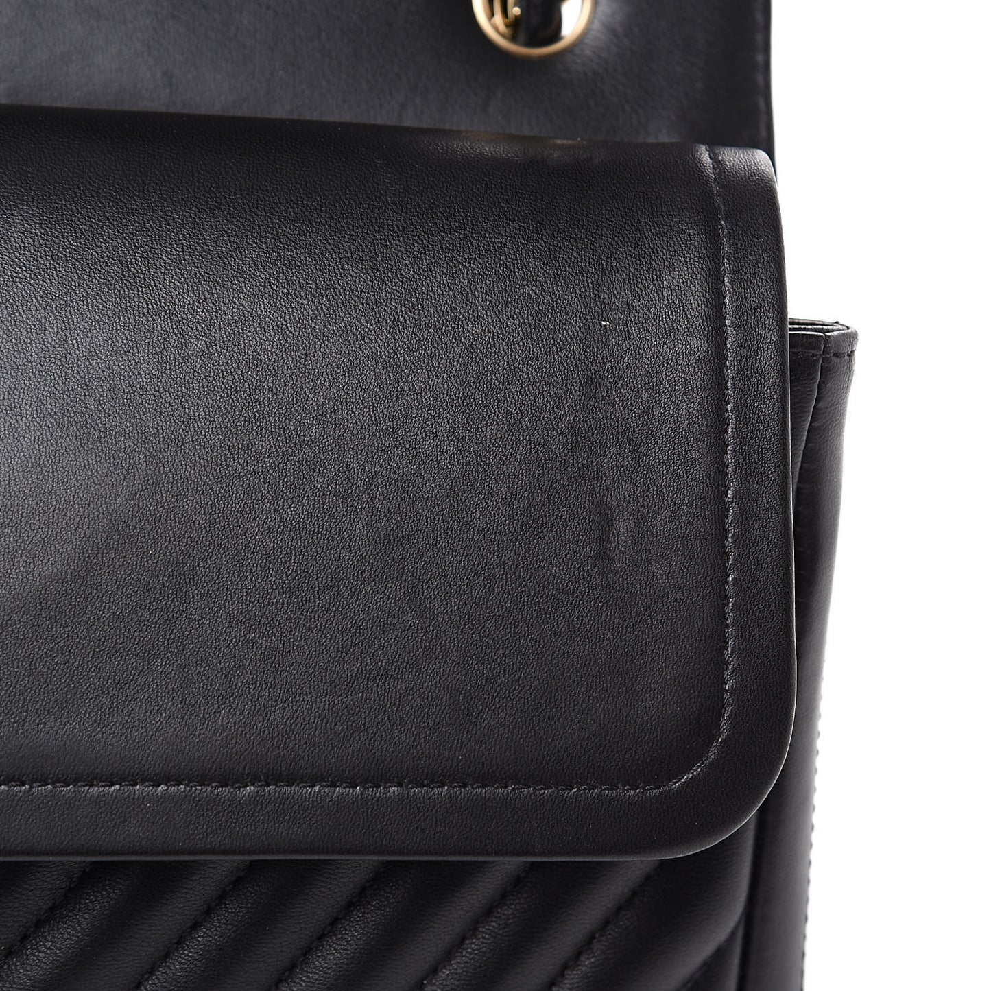 Lambskin Chevron Quilted Jumbo Double Flap Black