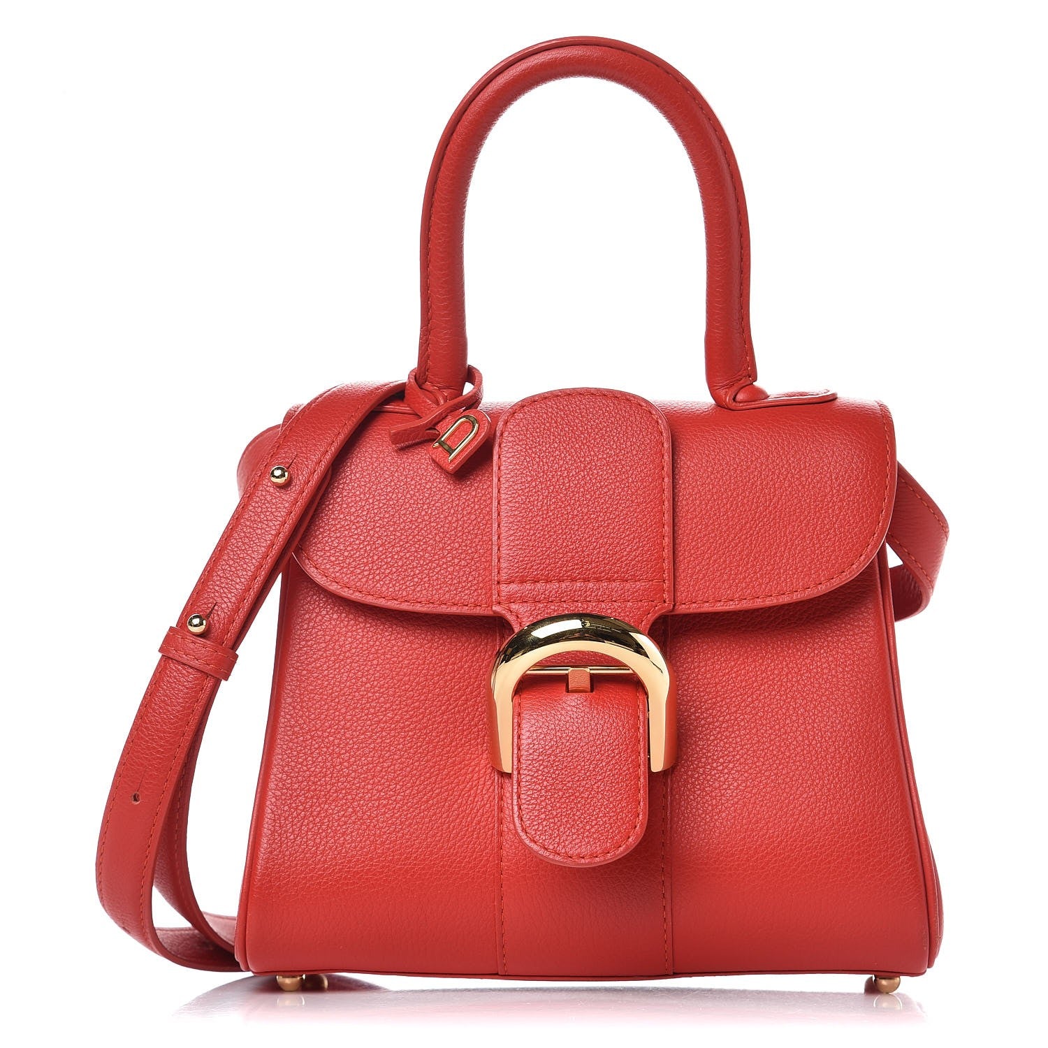 Delvaux Grained Calfskin Mini Brillant Satchel Rouge Gorge 1 of 10