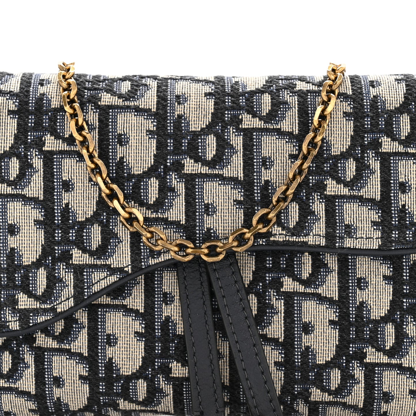 Oblique Saddle Chain Long Wallet Blue