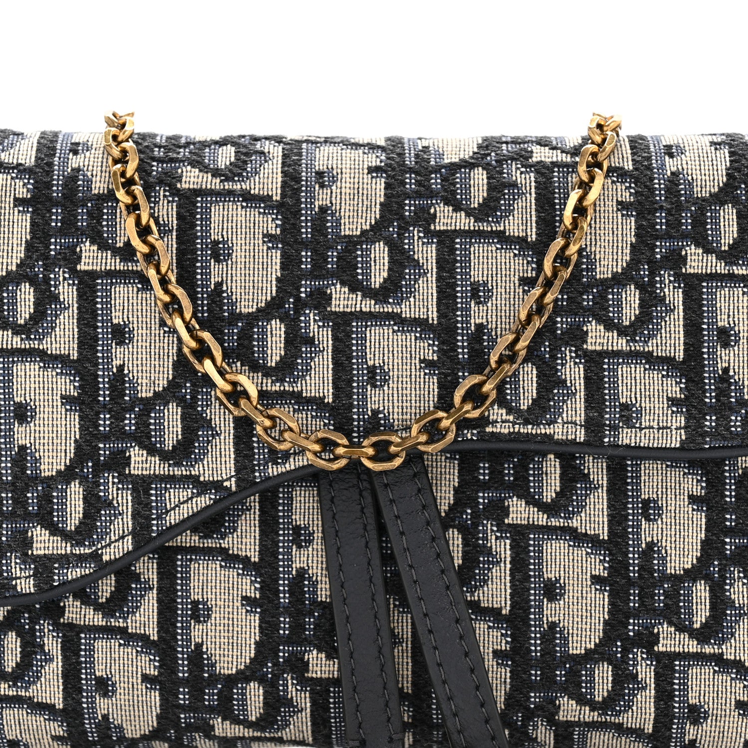 Christian Dior Oblique Saddle Chain Long Wallet Blue 25 of 34