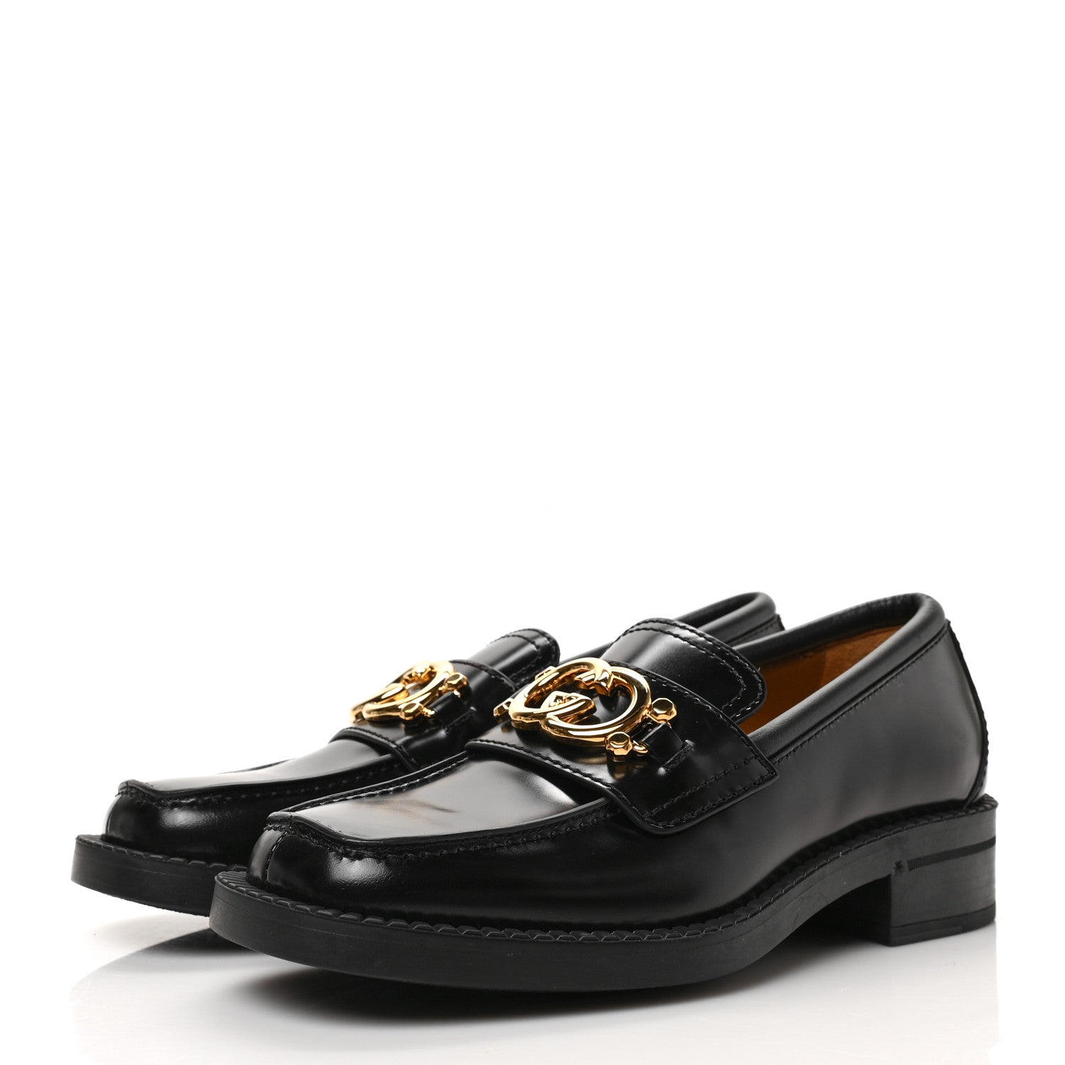 Gucci Calfskin Interlocking G Loafers 36.5 Black 3 of 8