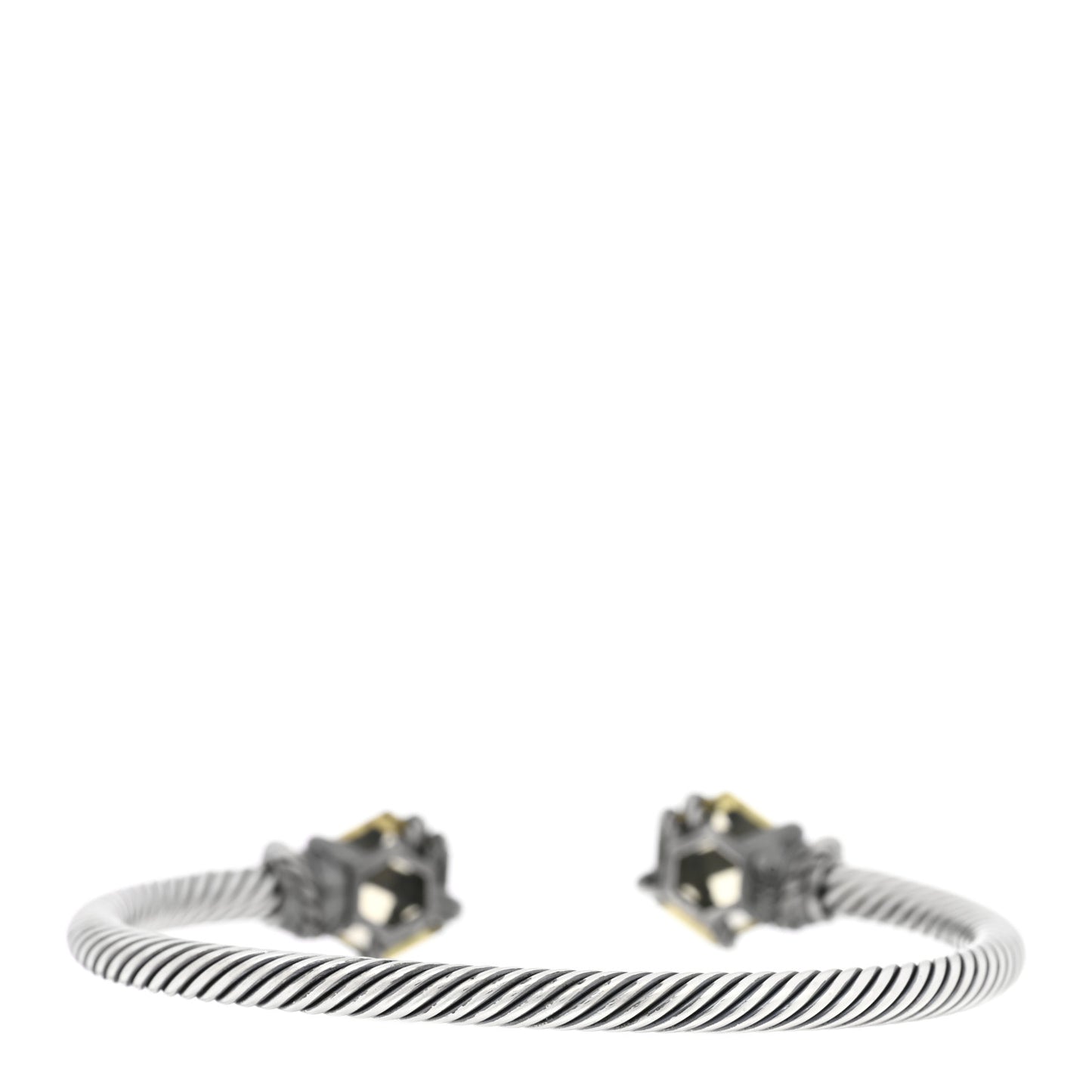 Sterling Silver Lemon Citrine Diamond 4mm Cable Wrap Bracelet