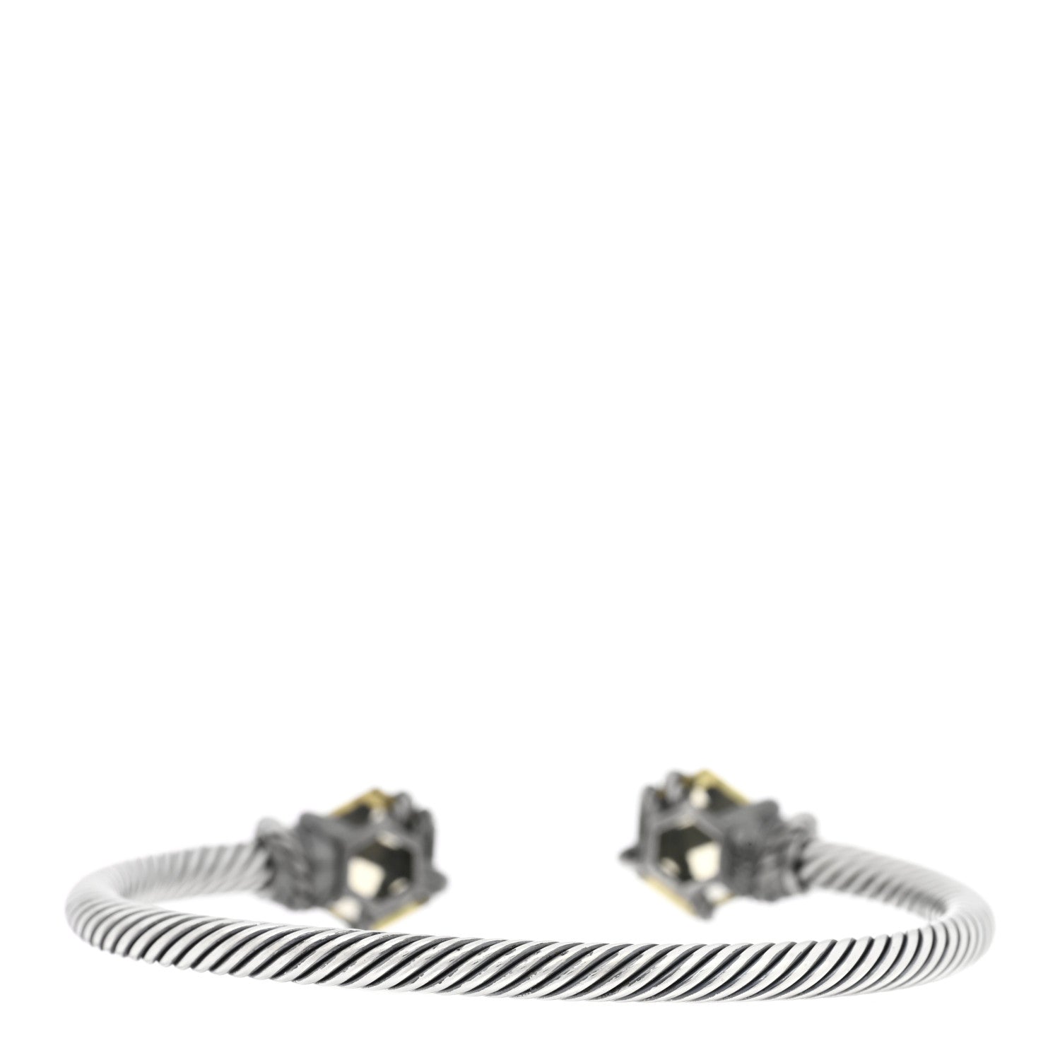 David Yurman Sterling Silver Lemon Citrine Diamond 4mm Cable Wrap Bracelet 2 of 3