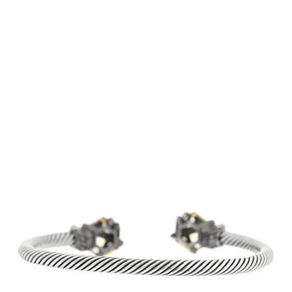 David Yurman Sterling Silver Lemon Citrine Diamond 4mm Cable Wrap Bracelet 2 of 3